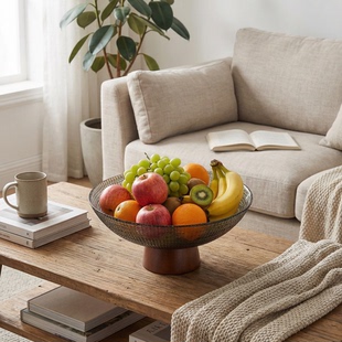 北欧风高级感玻璃水果盘客厅茶几家用果盘水果收纳轻奢高脚摆放盘