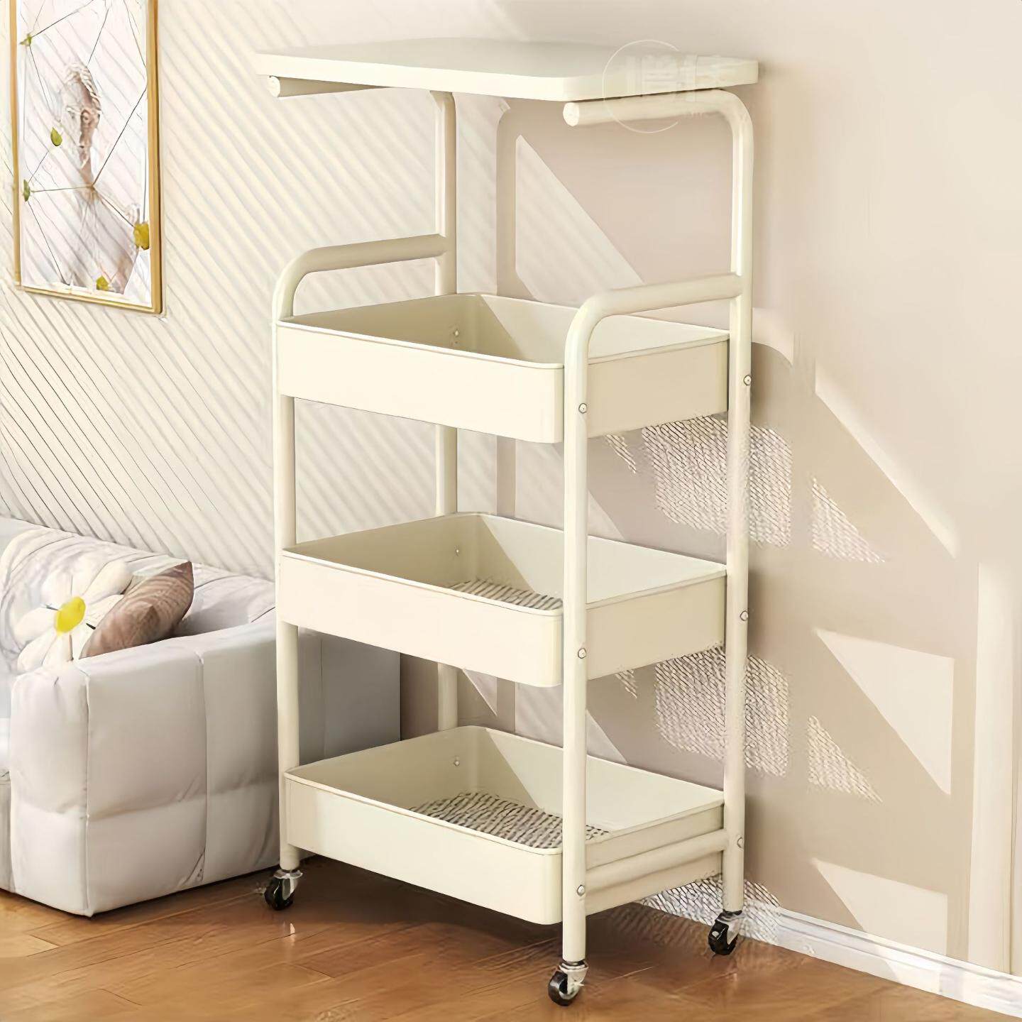 【直播专享】碳钢四层置物架小推车中古风茶边几厨房卧室收纳