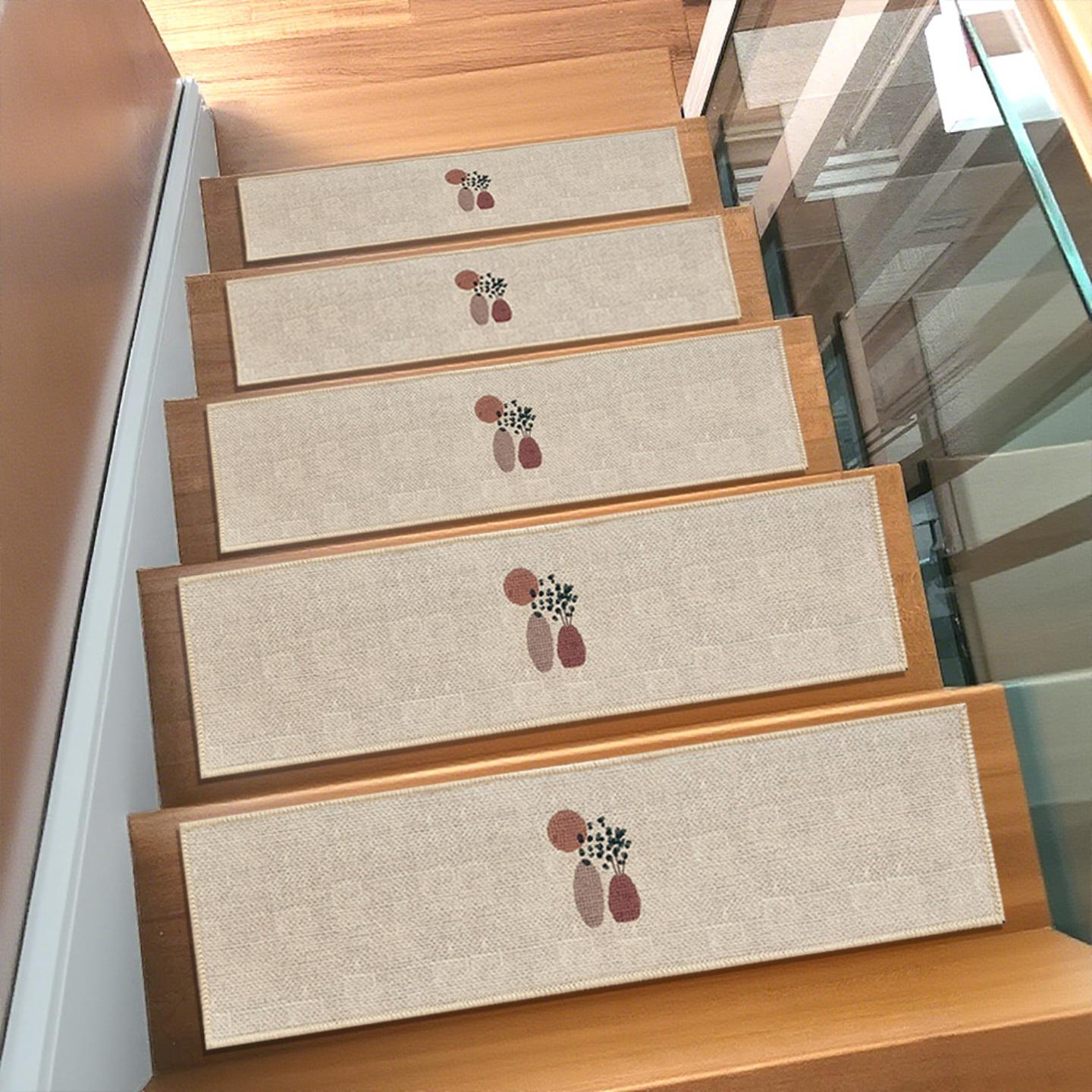 日式仿亚麻楼梯踏步垫免胶自粘