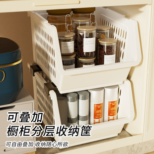 厨房置物架收纳篮家用水槽下柜子带轮窄收纳盒橱柜吊柜台面调料筐