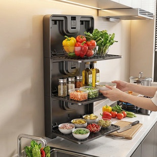 厨房吸盘备菜架家用多层备菜盘置物架免打孔墙上壁挂配菜盘收纳架