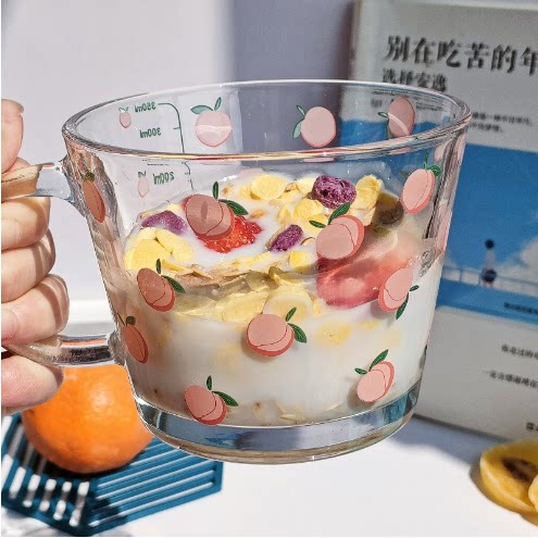 居家家玻璃高颜值带刻度牛奶杯