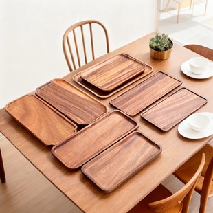 胡桃木实木托盘茶盘不规则木盘子木质点心盘咖啡杯底托盘早餐盘子
