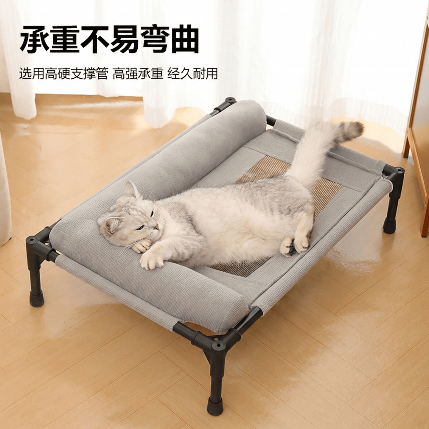 宠物行军床可拆洗猫床防潮带围边狗窝大型犬猫窝铁艺离地狗垫床具