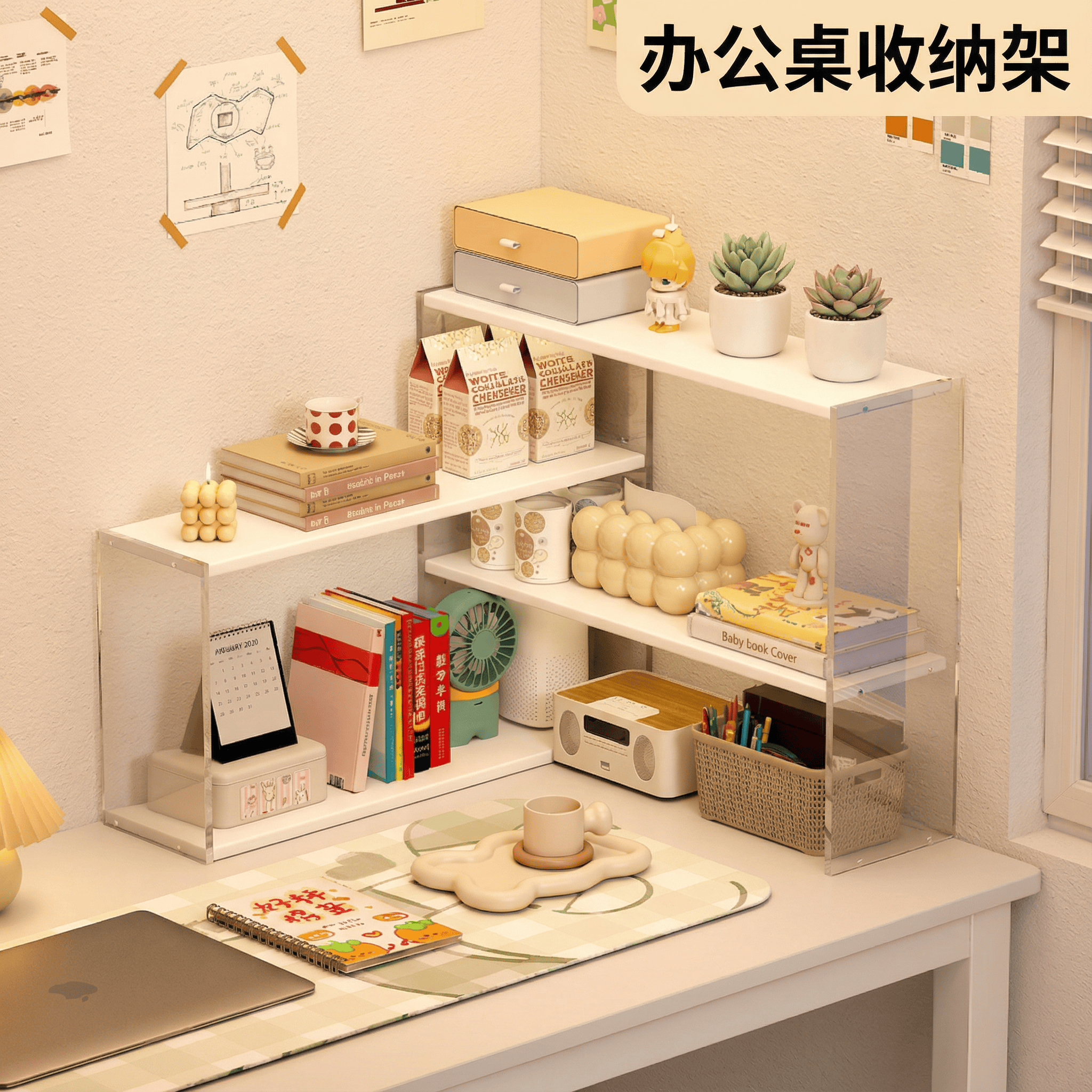 桌面墙面拐角亚克力置物架办公桌收纳桌上简易书架书桌收纳家用架,厨房/烹饪用具,抹布架/厨房清洁收纳架,淘宝优惠券,粉丝福利购,淘宝优惠卷