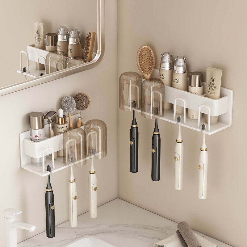 居家家牙刷置物架免打孔白色卫生间漱口杯收纳壁挂式电动牙置物架,家庭/个人清洁工具,牙刷架/牙具座,淘宝优惠券,粉丝福利购,淘宝优惠卷