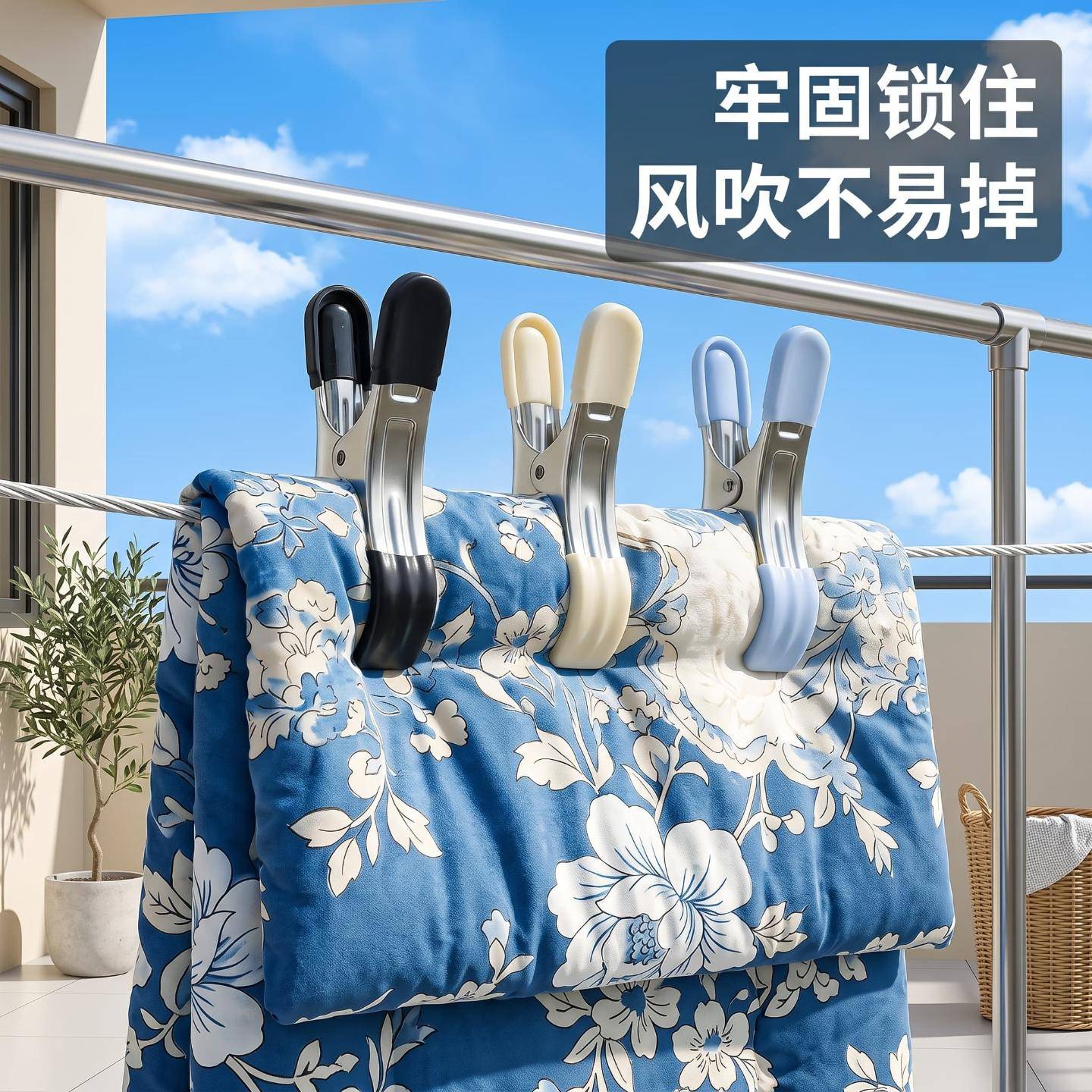 双头浸胶不锈钢大号被罩夹防风夹图片