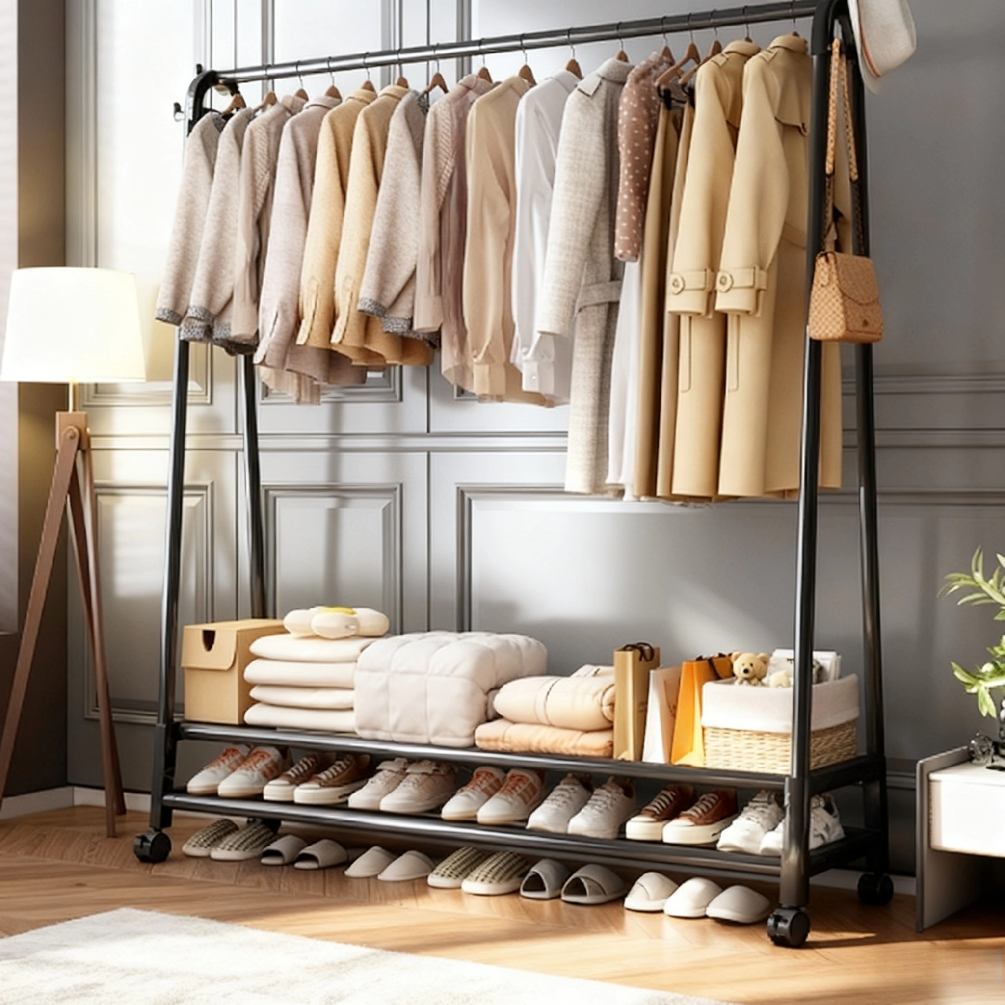 简易衣帽架落地卧室挂衣架子可