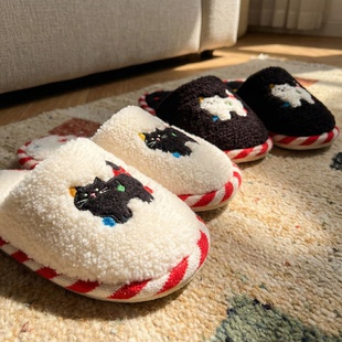 冬天加绒加厚棉拖女式 卡通可爱棉拖鞋 室内居家高级感保暖毛绒拖鞋