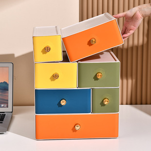 轻奢文件整理盒杂物收纳办公室书桌面收纳柜抽屉式 化妆品收纳塑料