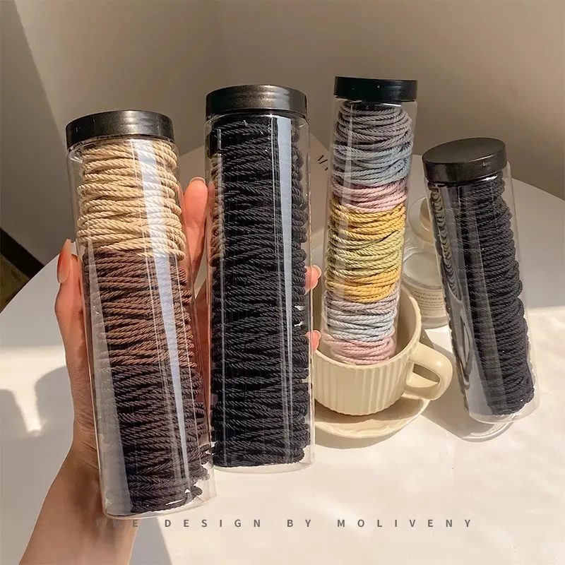 秋冬款圆形罐装发圈扎头发皮套