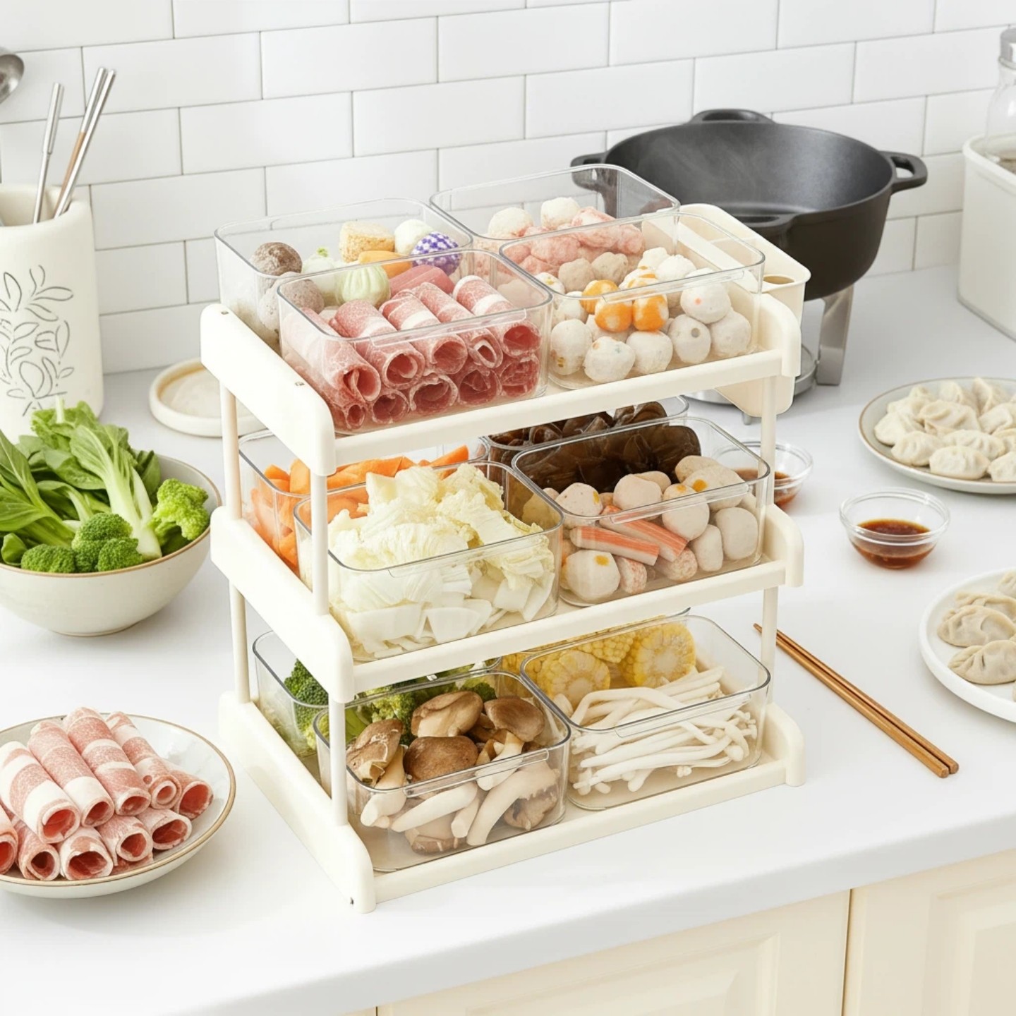 火锅配菜盘家用多层备菜分格盘厨房多功能菜盘子置物架托盘神器,厨房/烹饪用具,配菜/备菜盘,淘宝优惠券,粉丝福利购,淘宝优惠卷
