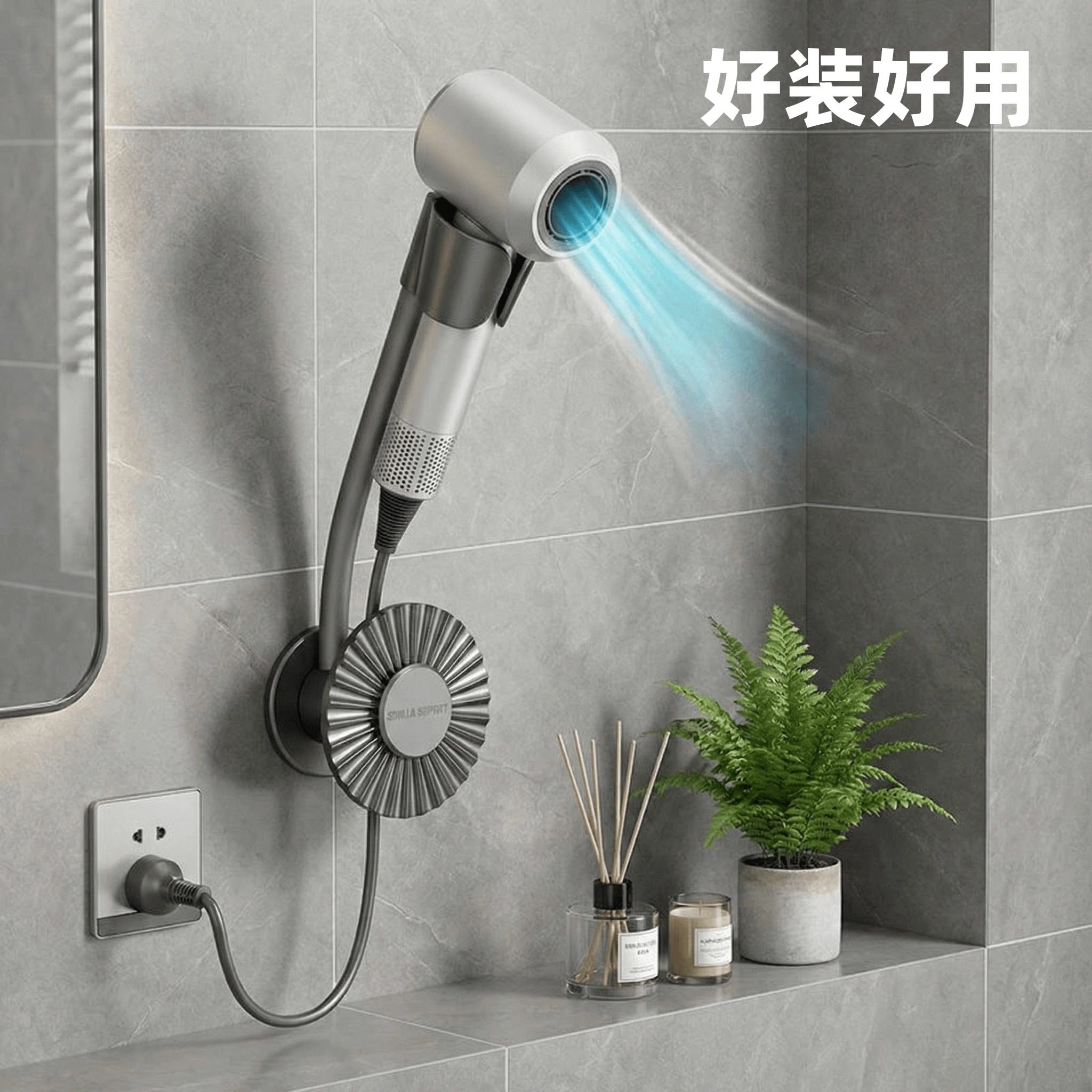 壁挂吹风机置物架卫生间免打孔收纳支架电吹风机可绕线挂架放置架,家庭/个人清洁工具,吹风机置物架,淘宝优惠券,粉丝福利购,淘宝优惠卷