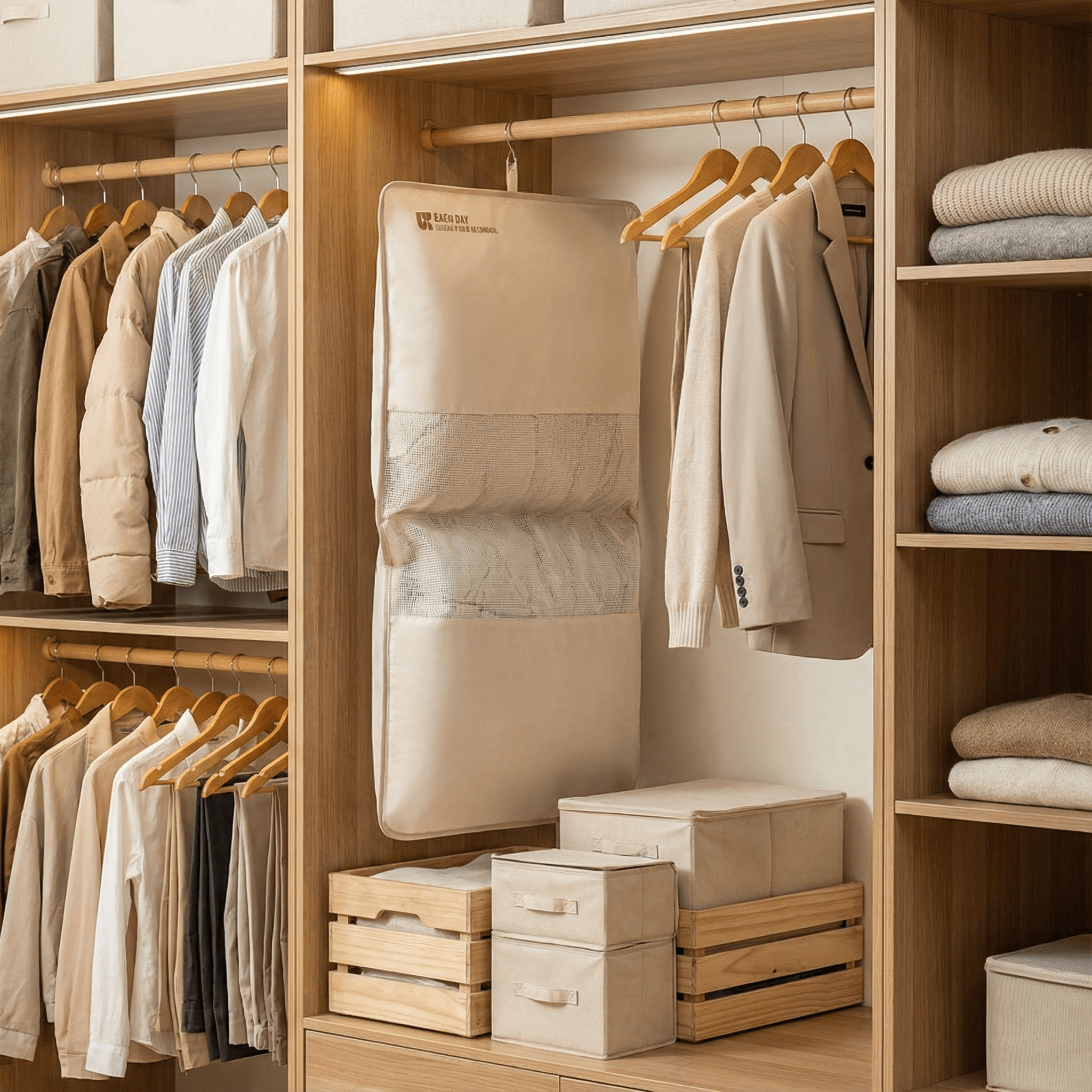 新款挂式羽绒服收纳袋专用四件套收纳挂袋宿舍床上壁挂袋衣柜收纳,收纳整理,收纳挂袋,淘宝优惠券,粉丝福利购,淘宝优惠卷