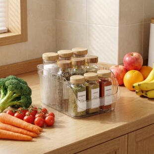 多功能零食收纳盒家用透明大号带分隔多功能一次性杯子桌面收纳架