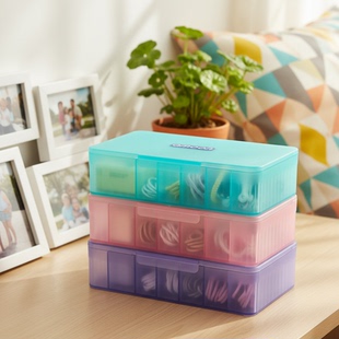 透色卧室收纳盒桌面手机充电线客厅集线器分格防尘收纳盒带盖家用