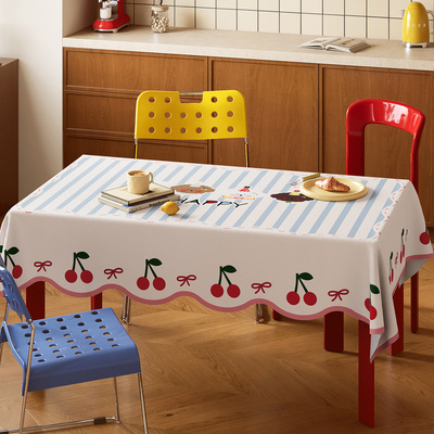 奶油风异形桌布防水防烫免洗卡通