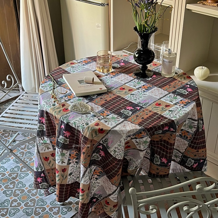 green house * 法式复古花卉拼布桌布野餐布背景布