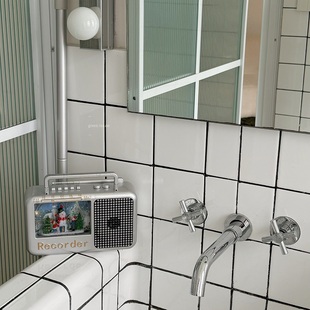 green 雪人电台复古圣诞无线电收音机造型飘雪音乐灯 house