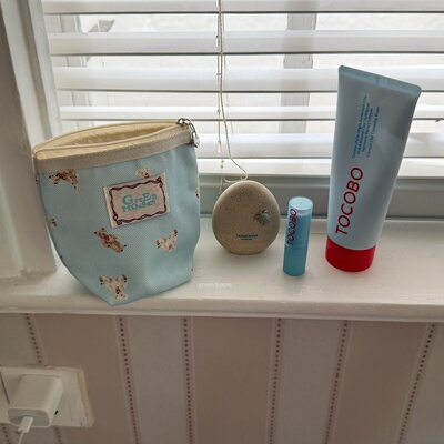 green house * 复古童话小熊可立梯形袋多功能小物化妆收纳包