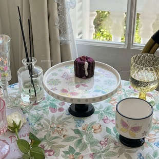 green 外贸出口蝴蝶彩绘下午茶蛋糕盘高脚茶杯咖啡杯 house