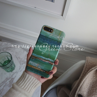*green house*高端贝壳大理石iphone6/7/8/plus/X手机硬壳