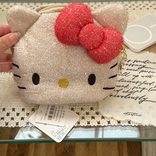 green KT原单闪闪蝴蝶结大脸猫化妆包收纳包 house