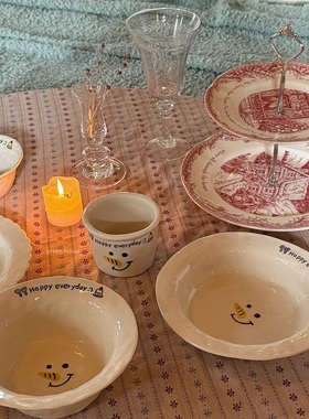 green house * 圣诞白色雪人手捏陶瓷餐盘沙拉麦片面碗咖啡杯