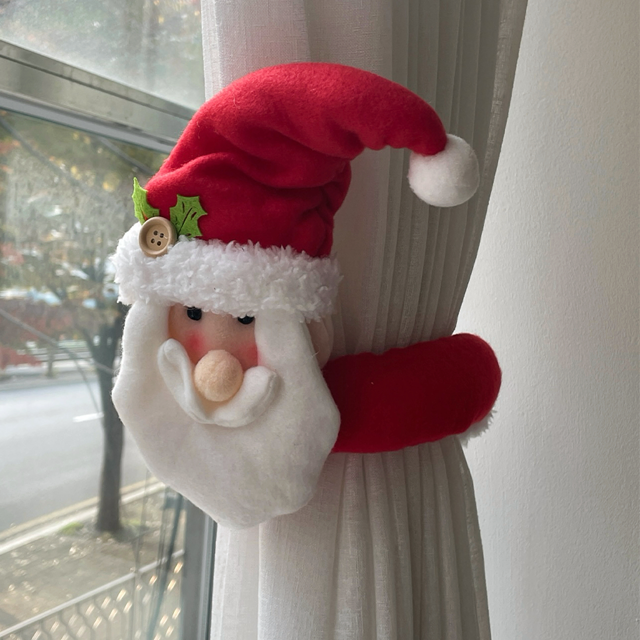 green house * 圣诞氛围家居装饰雪人麋鹿多用毛绒窗帘扣