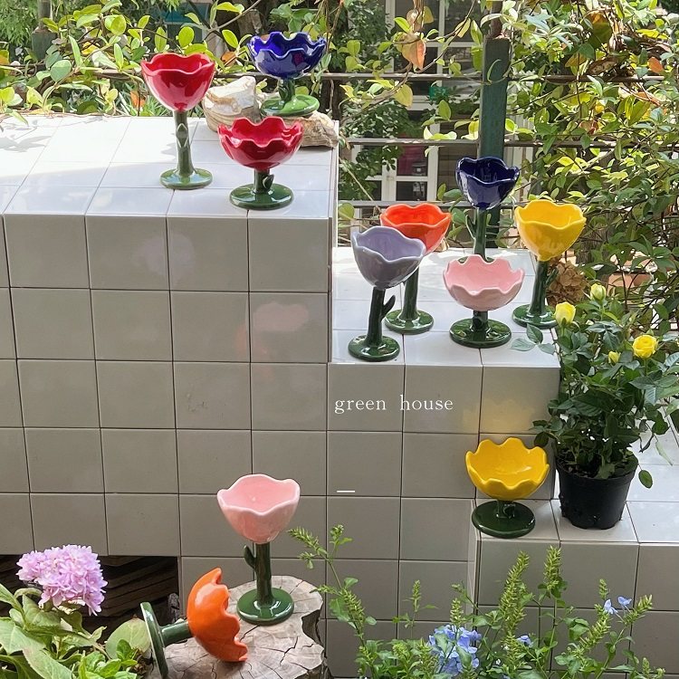 郁金香花朵花形容器酒杯冰淇淋杯