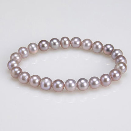 7-8mm天然淡水无核珍珠紫色全珠手链气质时尚彩色百搭手串0063