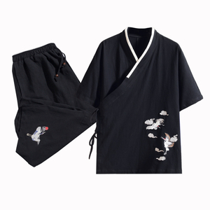 黑墙20新款夏装风纯色汉服唐装大码7分袖套装 TZ34302  P100图片