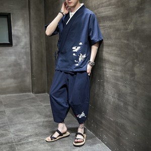 黑墙20新款夏装风纯色汉服唐装大码7分袖套装 TZ34302  P100图片