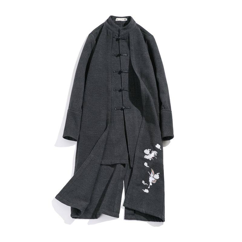 麒08新款秋毛呢风大码中长款呢大衣风衣男A019-NY8088-P145,男装风衣,电商A019