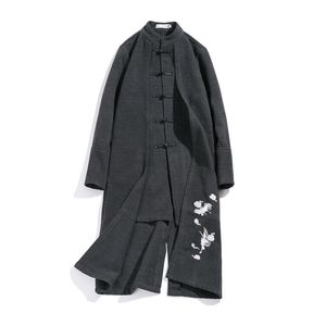 麒08 新款秋毛呢风大码中长款呢大衣风衣男A019-NY8088-P145图片