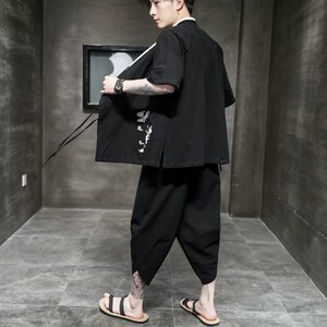 黑墙20新款夏装风纯色汉服唐装大码7分袖套装 TZ34302  P100图片