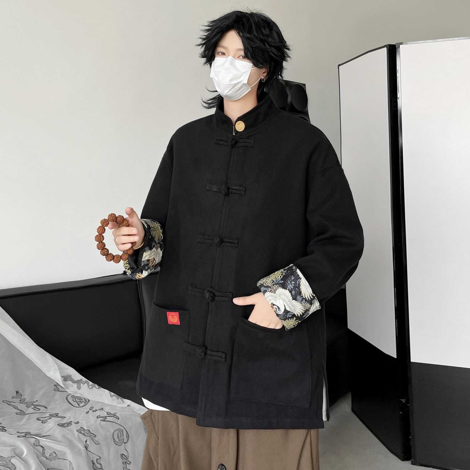 唐装男风古风青年中山装新中式男装毛呢夹克外套潮NY268P125，男装夹克，电商A019