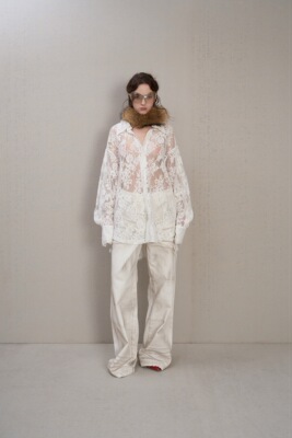 THEA买手店SENSEAWEEK 25秋季新款蕾丝廓形感衬衫黑白宽松