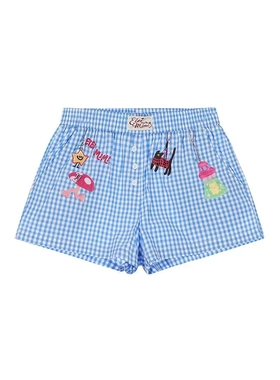 Fudge Pink 2025夏季甜美图案格纹百搭休闲短裤