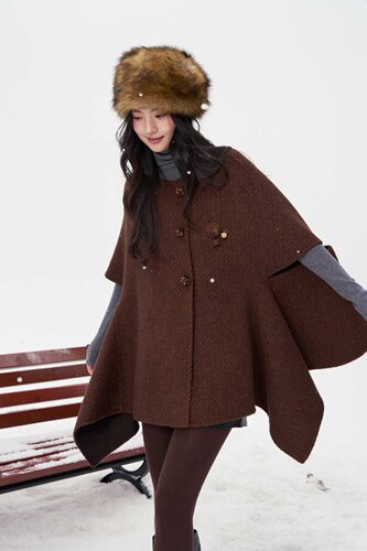 THEA买手店Aimme sparrow 26SS 新款披肩斗篷毛呢外套两面穿大衣