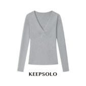 V领羊毛花边网面长袖 THEA买手店KEEP SOLO T品牌直发