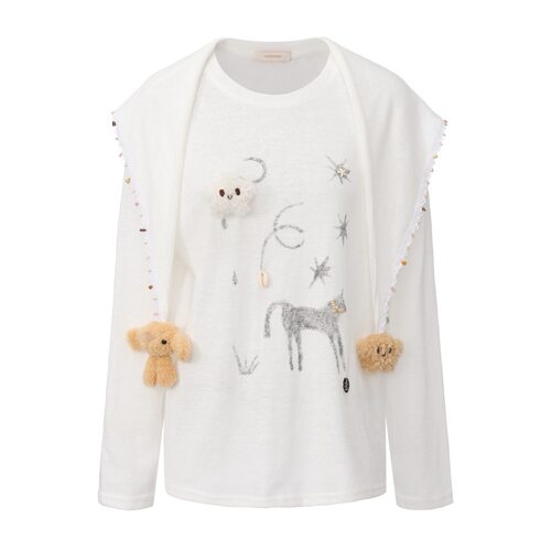 THEA买手店C12ZODIAC星星兔子玩偶披肩印花长袖T恤品牌直发