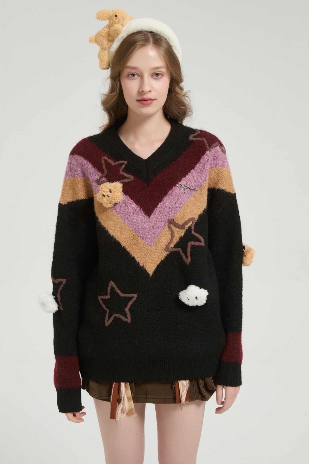 THEA买手店C12 ZODIAC25秋冬新款蝴蝶结针织衫女星星玩偶毛衣上衣