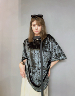 THEA买手店SENSEAWEEK品牌直发冰花丝绒短袖 高级灰黑 宽松男女同款