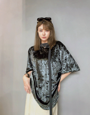 THEA买手店SENSEAWEEK品牌直发冰花丝绒短袖宽松男女同款高级灰黑