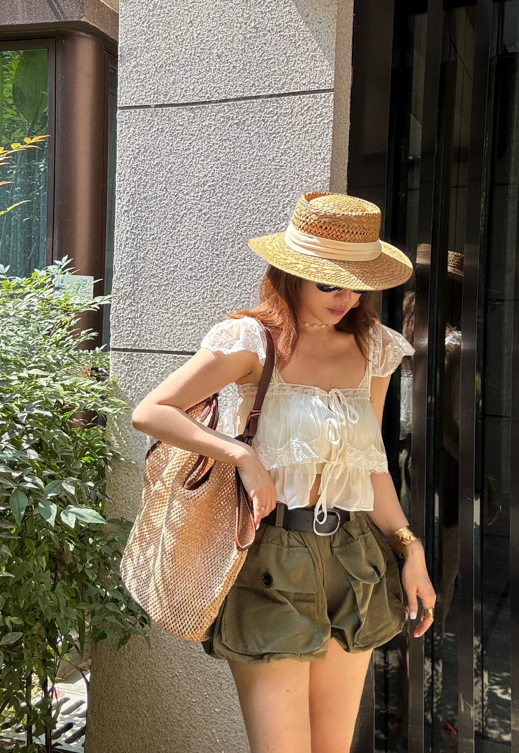 THEA买手店Laf freedom 26夏季轻纱荷叶边蕾丝吊带上衣半身裙套装