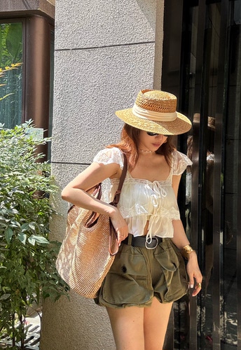 THEA买手店Laf freedom 26夏季轻纱荷叶边蕾丝吊带上衣半身裙套装