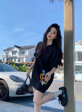 THEA买手店RICHIE MACIE25SS新款扑克印花黑白男女同款宽松休闲T