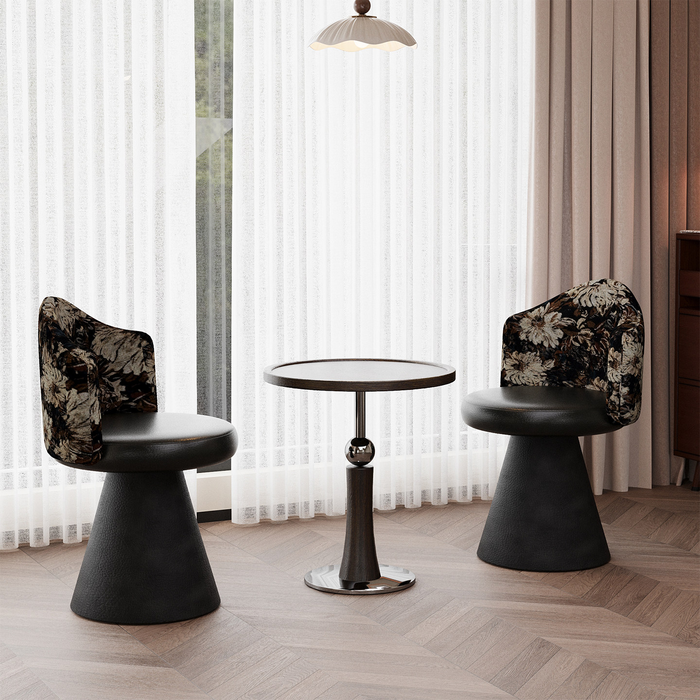 网红阳台一桌两椅休闲接待洽谈区泡茶桌椅组合三件套轻奢高级感