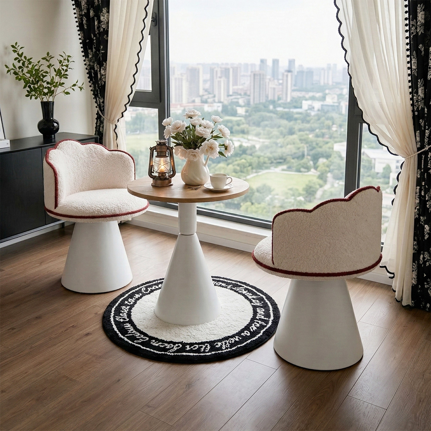 网红阳台休闲布置桌椅组合喝茶区一桌两椅美容院洽谈小沙发三件套